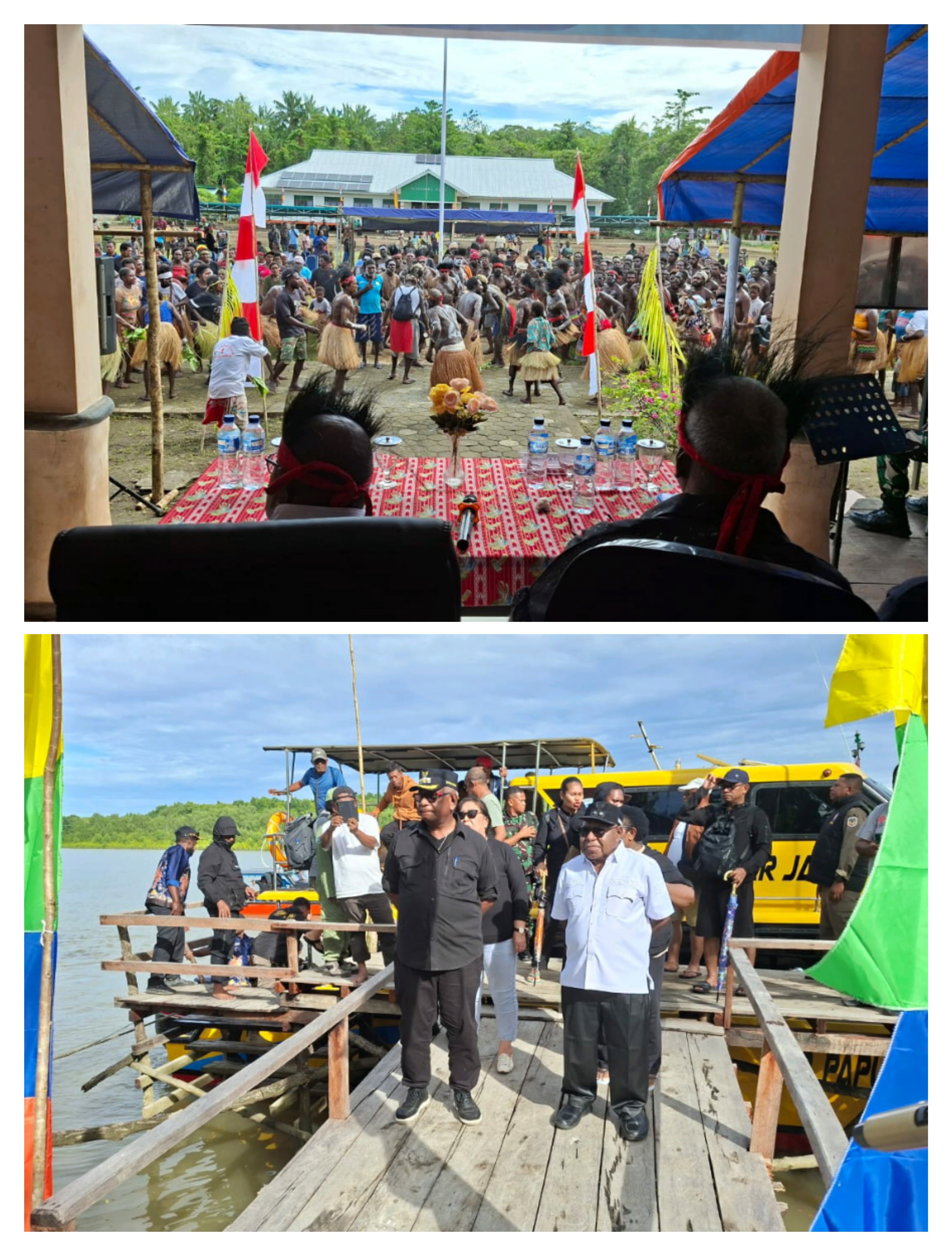 Bupati dan Wakil Bupati Beserta  Rombongan Tiba di Uta, Disambut Tarian Adat Kamoro