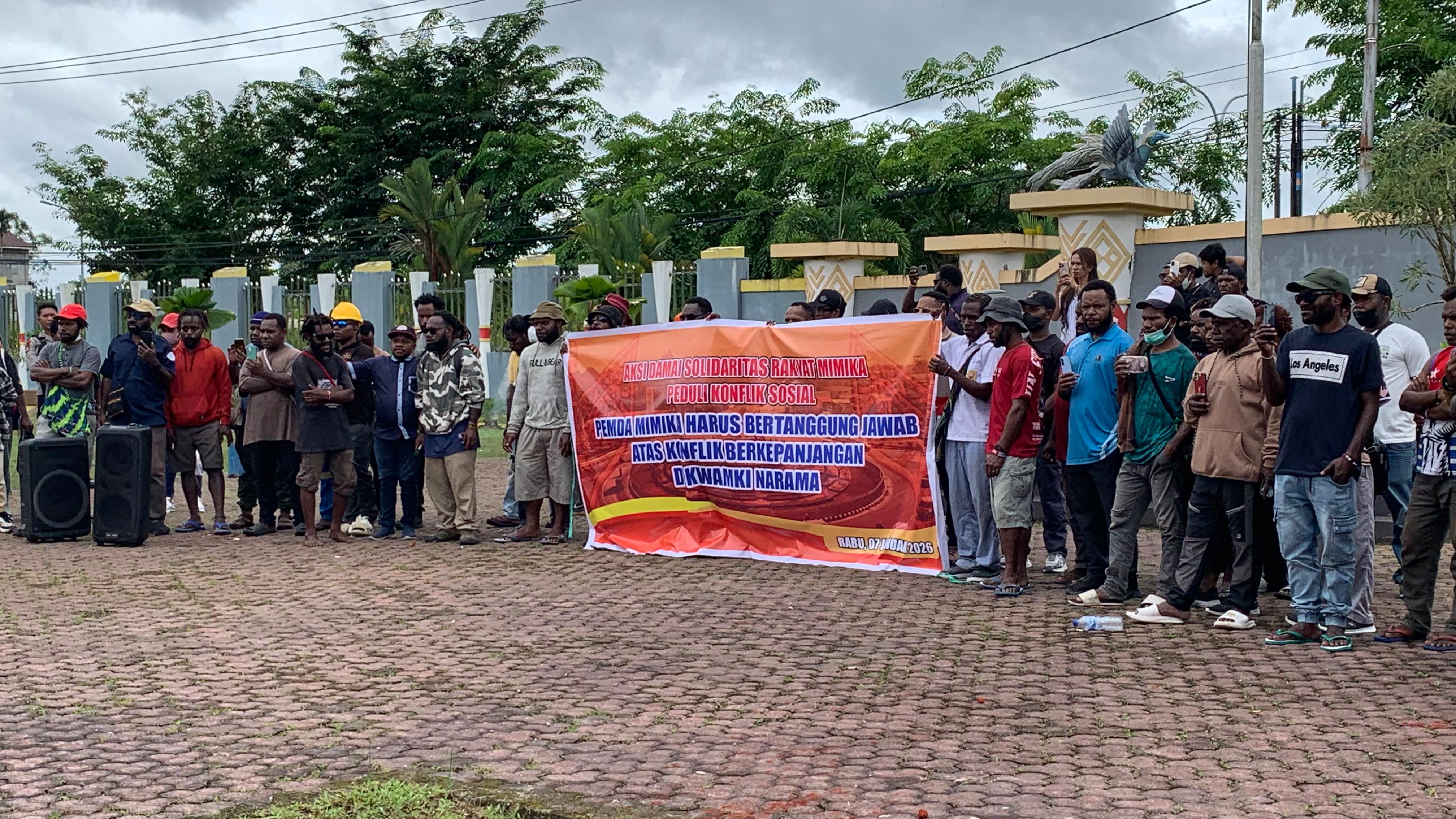 Solidaritas Rakyat Peduli Rakyat Mimika,  Demo DPRK Tuntut Cepat Tangani Konflik Kwamki Narama