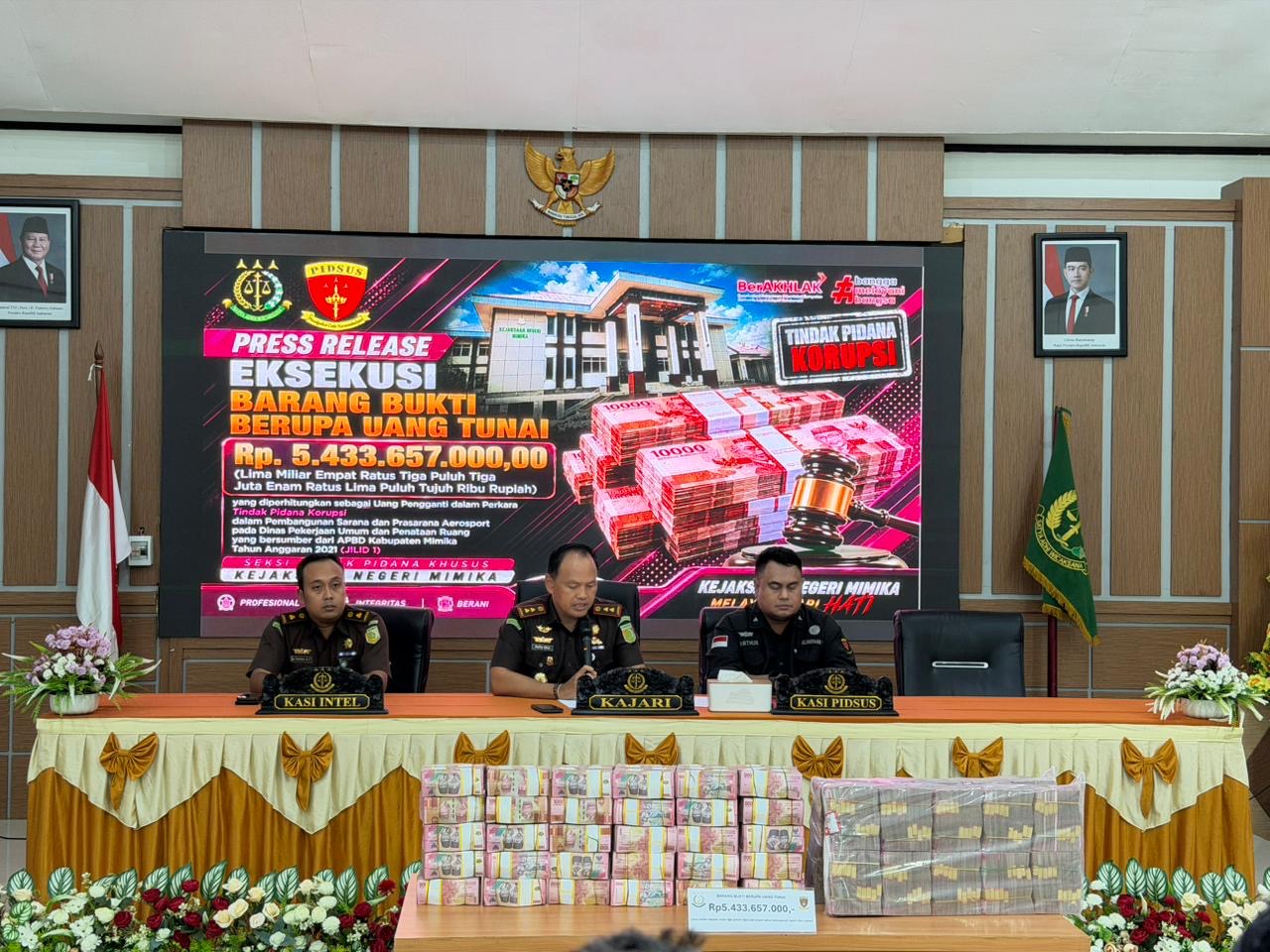 Uang Pengganti Korupsi Proyek Aerosport Senilai Rp5,4 Miliar Dieksekusi Kejari Mimika