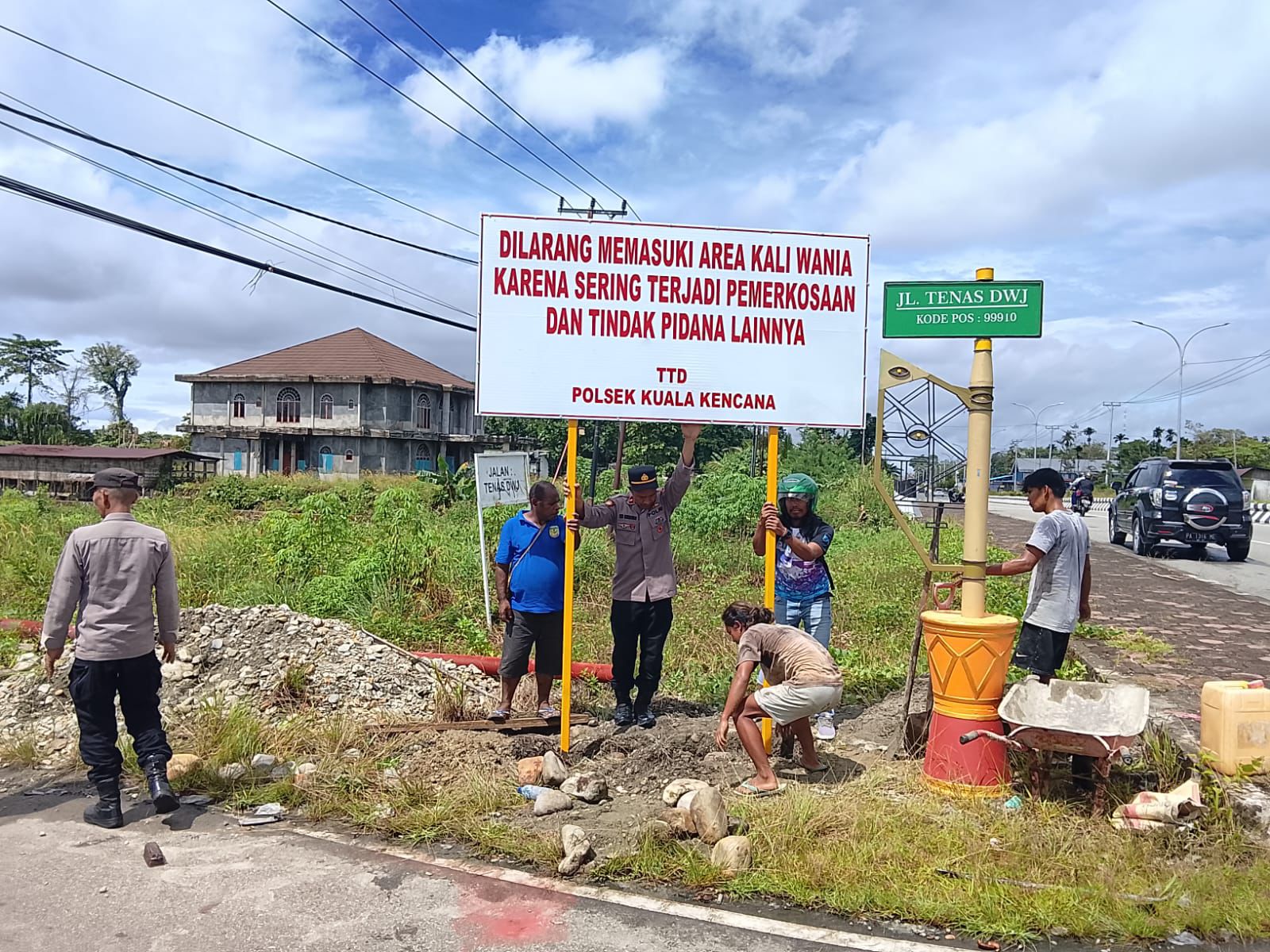 ​​Rentetas Kasus Pemerkosaan Terjadi di Kali Wania, Polisi Pasang Papan Peringatan