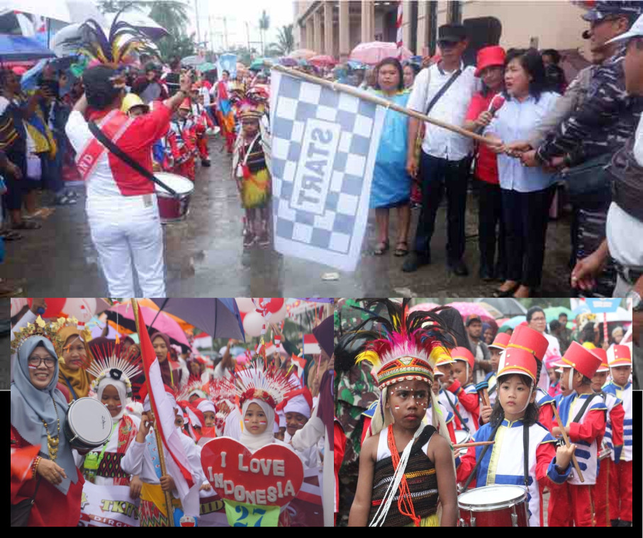 Semaraknya Karnaval HUT ke-78 RI di Kabupaten Mimika Meskipun Diguyur Hujan