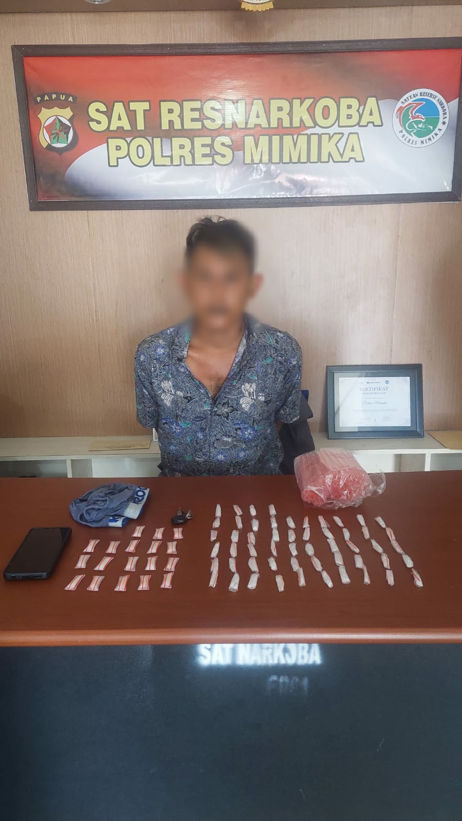 Lagi, Polres Mimika Tangkap Pengedar Narkoba dengan BB 72 Paket