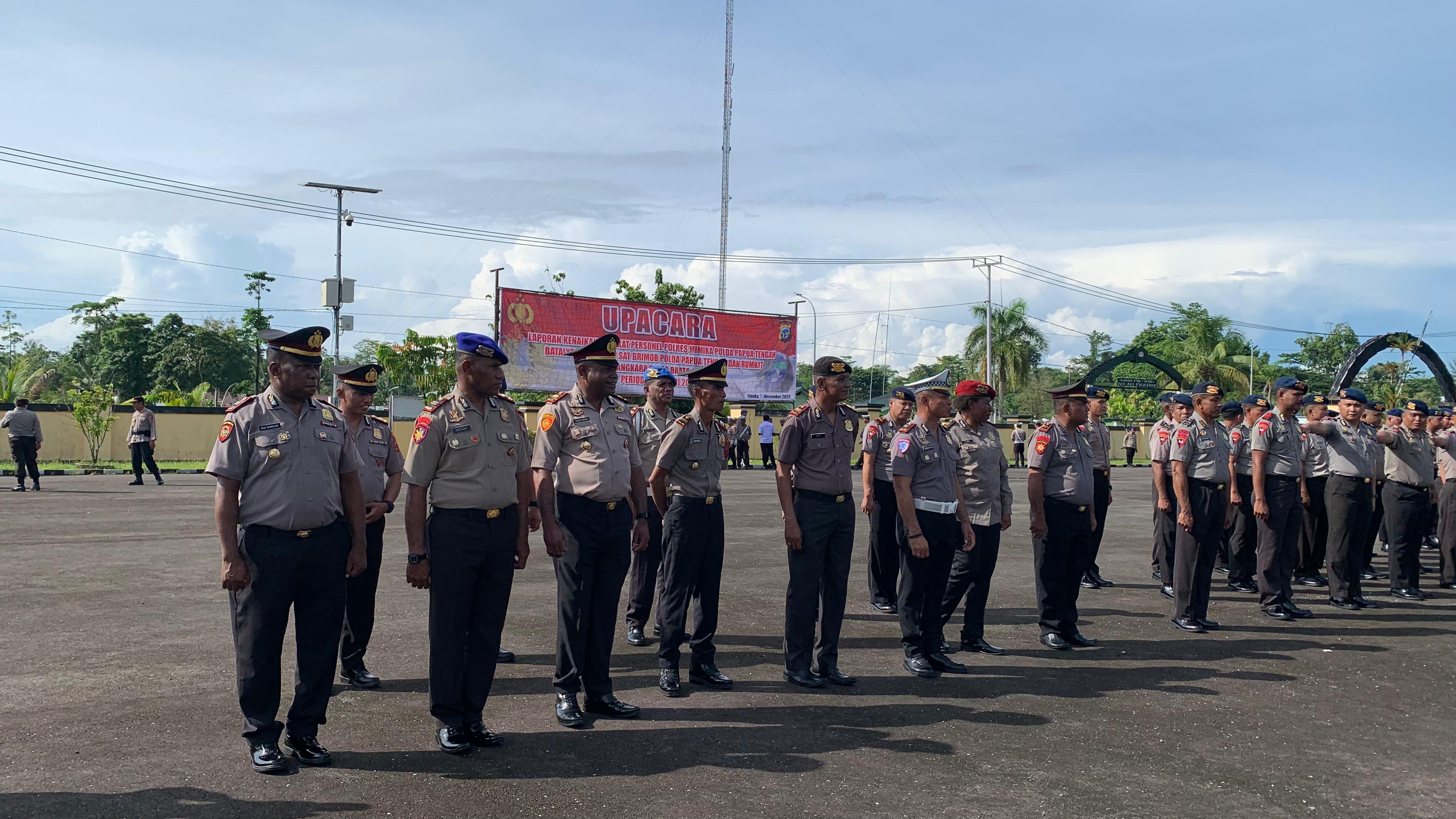 96 Personel Polri di Mimika Naik Pangkat, Ini Pesan Kapolres