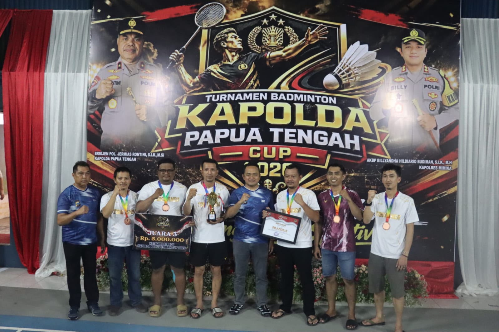 ​Turnamen Bulu Tangkis Kapolda Papua Tengah Cup 2026 Resmi Ditutup, Berikut Pemenangnya