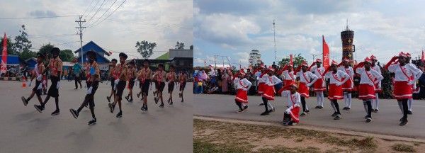 Ratusan Pelajar Di Kabupaten Mappi Ikut Lomba Gerak Jalan Indah Semarakkan HUT RI Ke - 78
