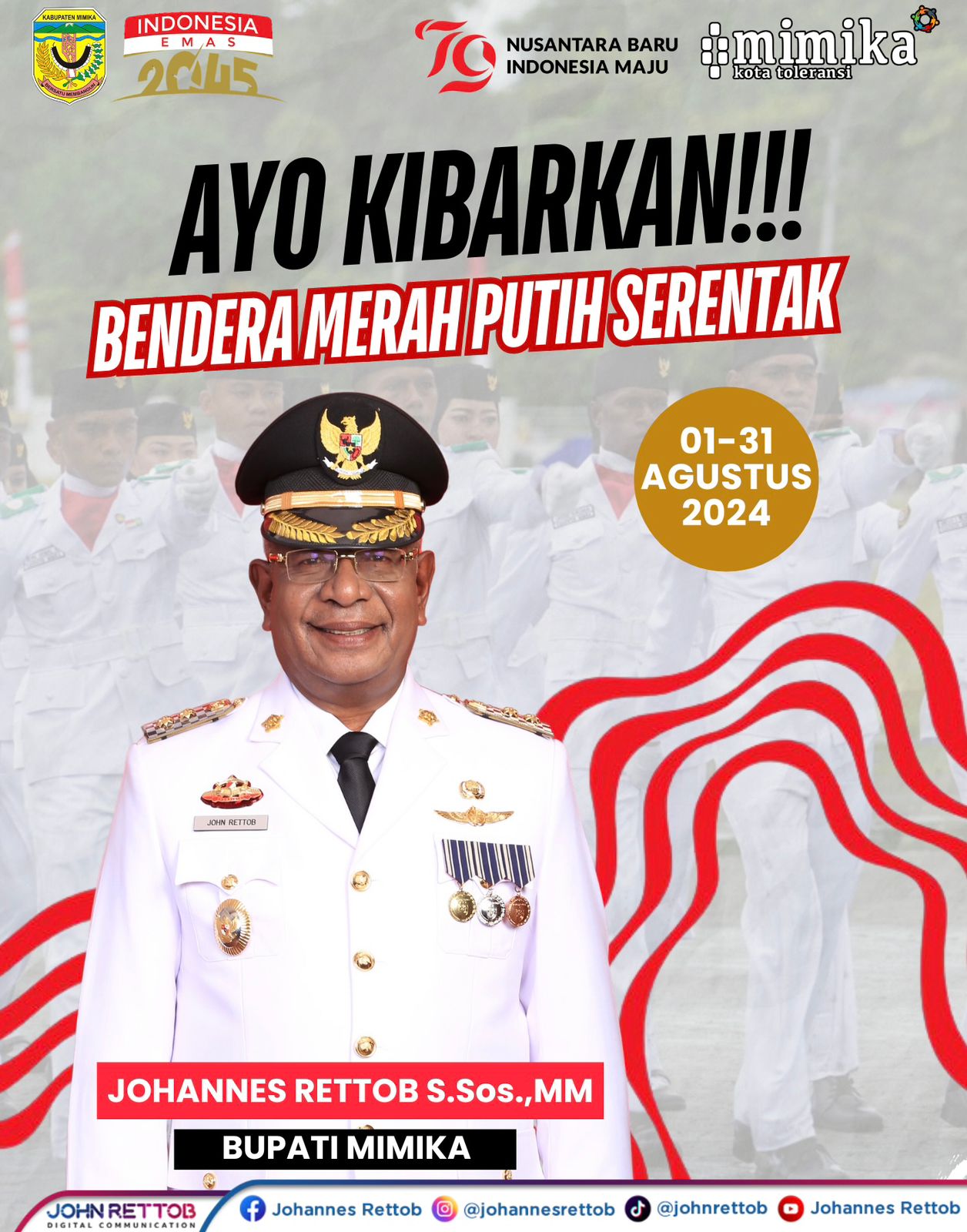 Seluruh Warga Masyarakat Mimika Diajak Kibarkan Bendera Merah Putih