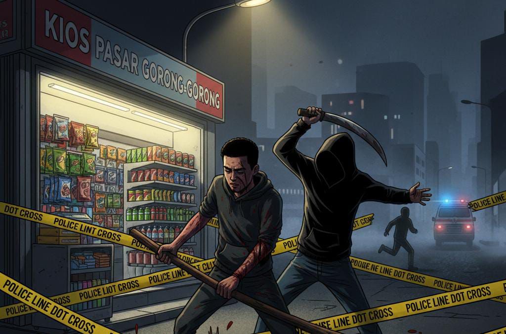 Seorang Pria Jadi Korban Pembacokan di Pasar Gorong - Gorong