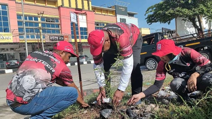 Pmi Mimika Tanam  Pohon  Di Eks Pasar Swadaya, Jr: Jadikan Ruang Terbuka Hijau