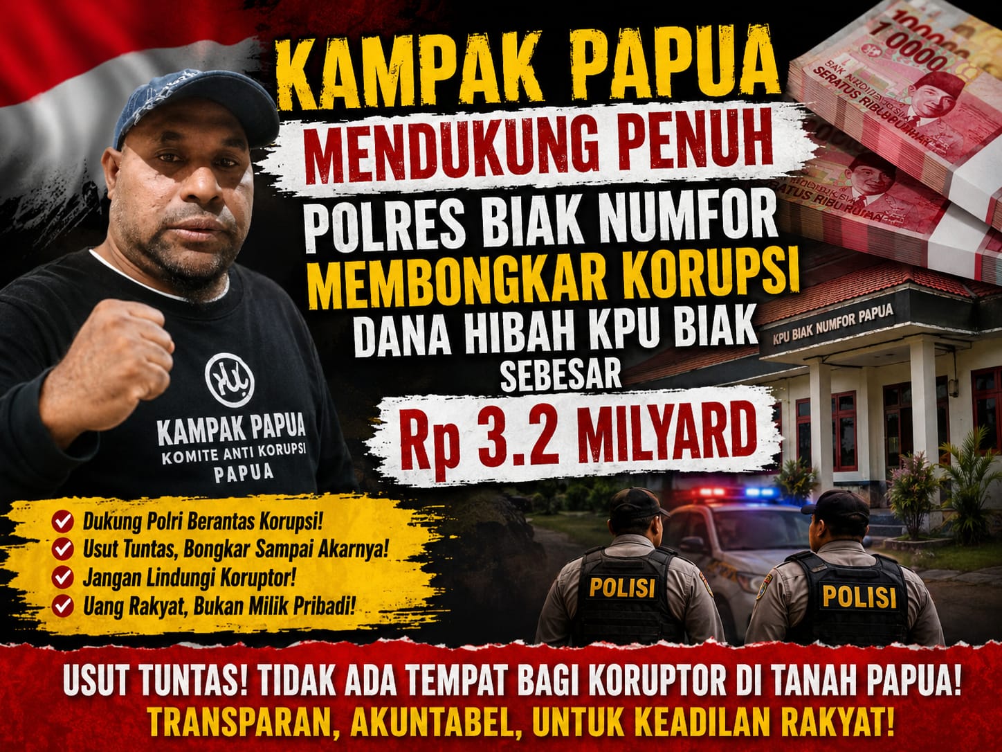 LSM Desak Polisi Usut Dugaan Korupsi Dana Hibah KPUD Biak Numfor